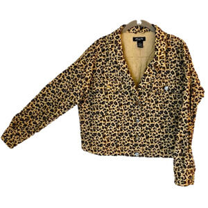 ANNA CAI NY Short Jacket Animal Print Long Sleeve Tan Black Cream Women Size L
